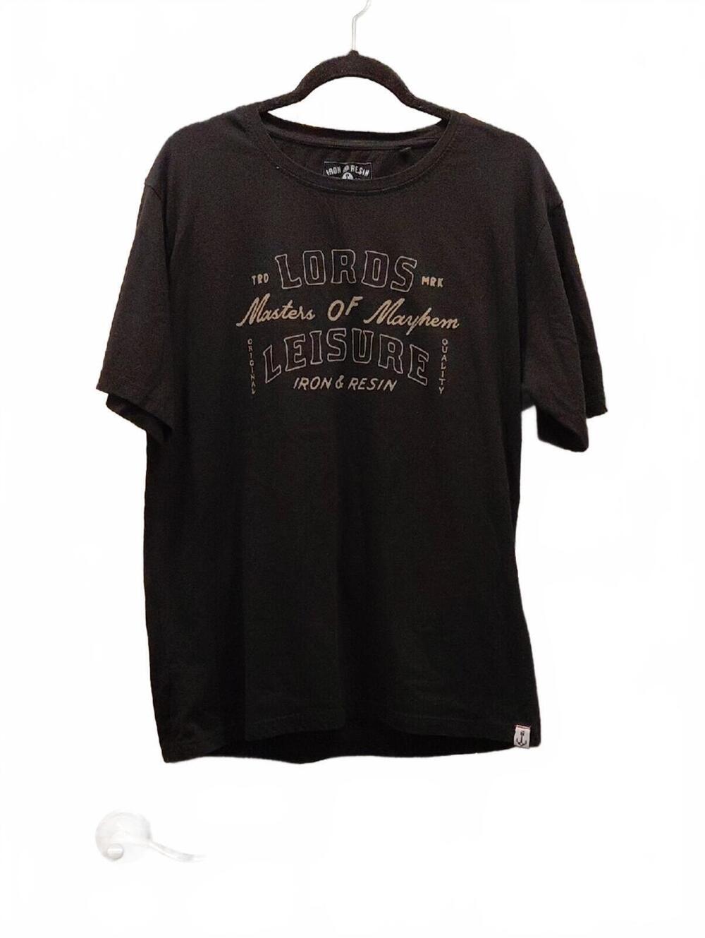 "Iron & Resin"Sz. XL Mens, Black 'Lords Masters Of Mayhem Leisure' Graphic Tee